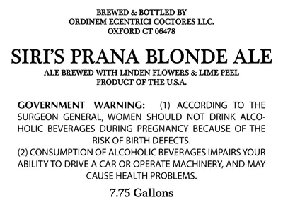 Siri's Prana Blonde Ale label