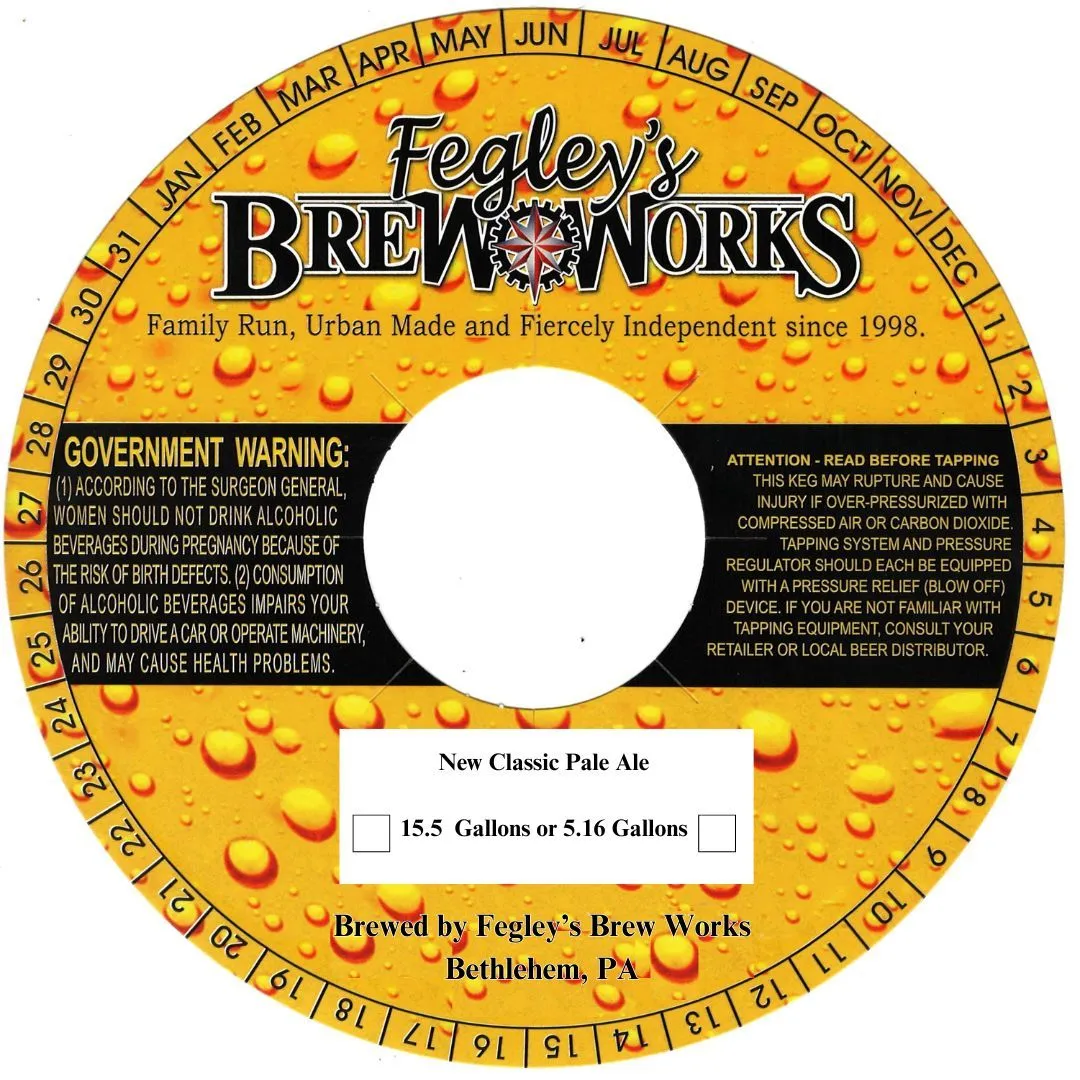 New Classic Pale Ale — full label as filed with TTB