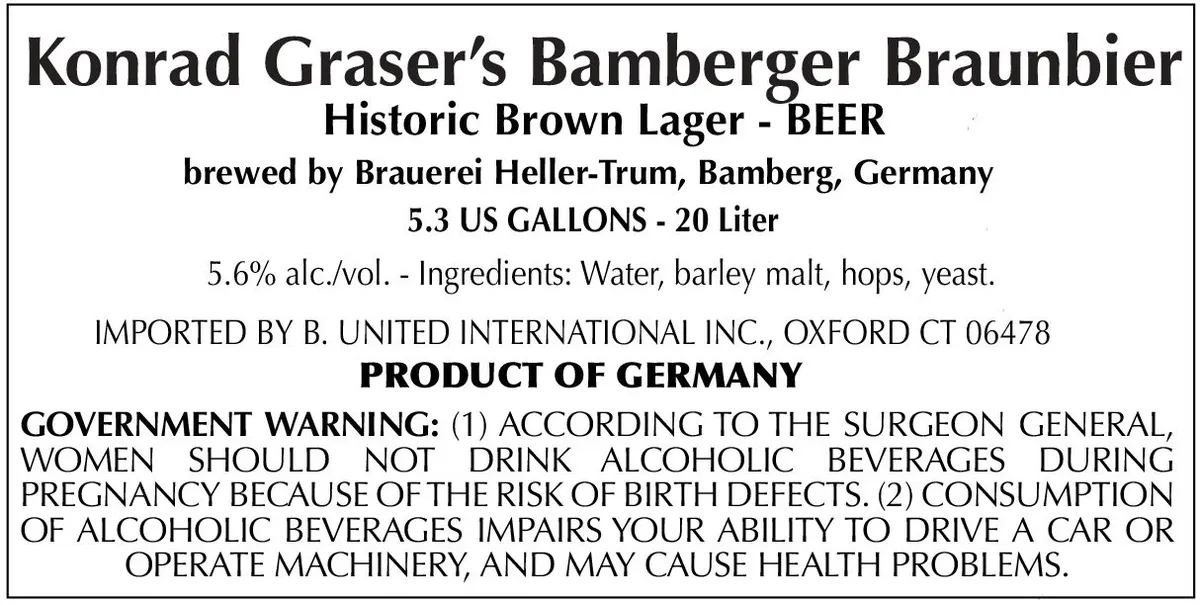 Konrad Graser's Bamberger Braunbier — full label as filed with TTB