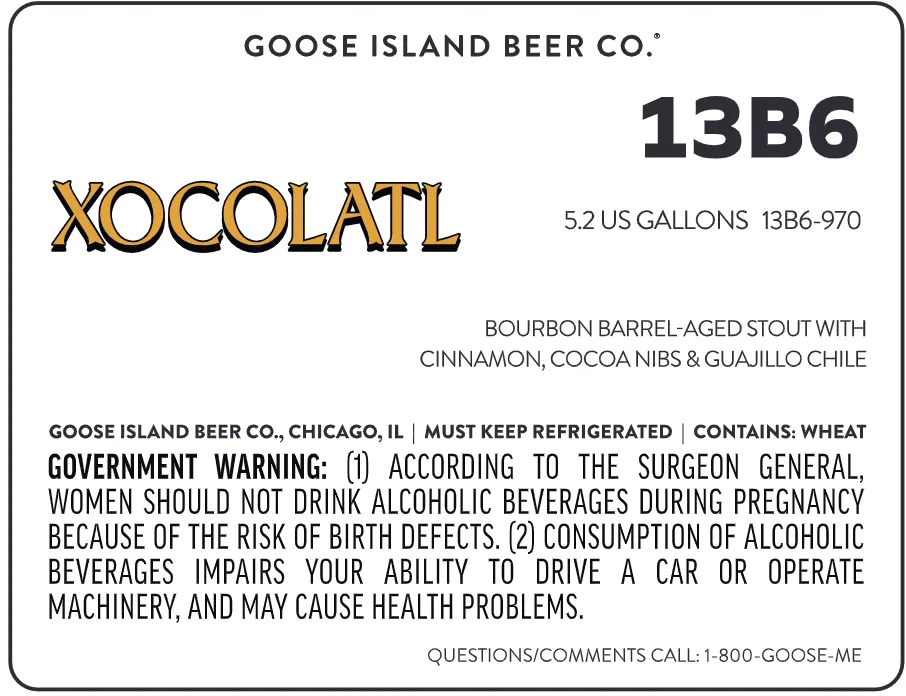 Xocolatl — full label as filed with TTB