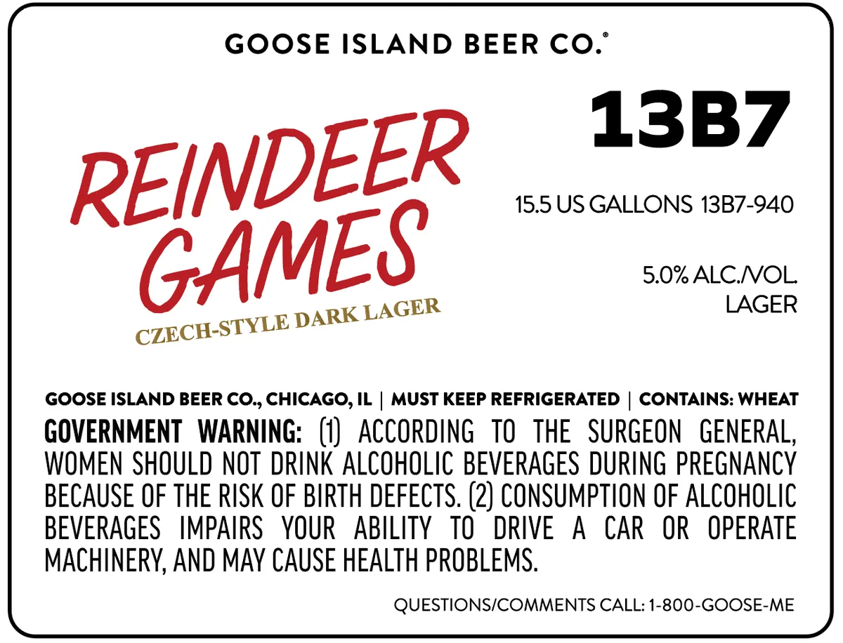 Reindeer Games — full label as filed with TTB