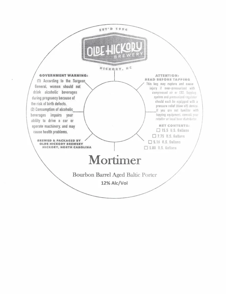 Mortimer — full label as filed with TTB