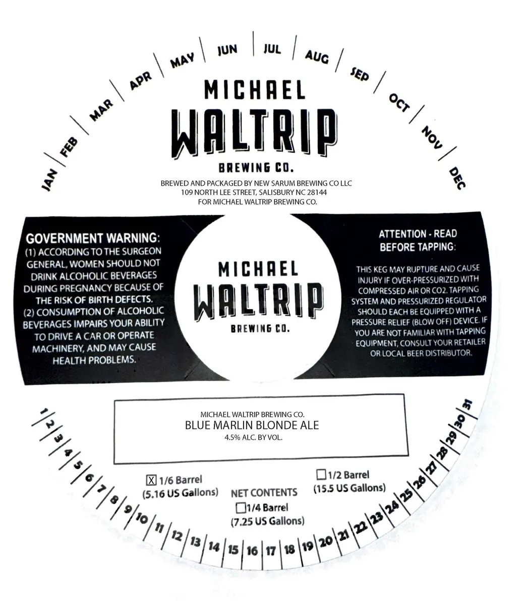 Blue Marlin Blonde Ale — full label as filed with TTB