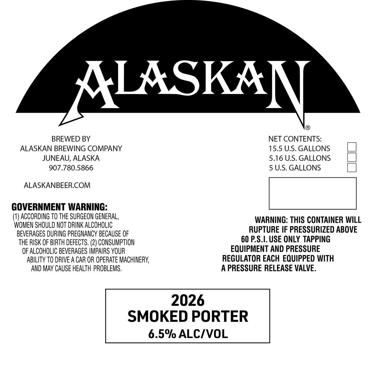 2026 Smoked Porter — full label as filed with TTB