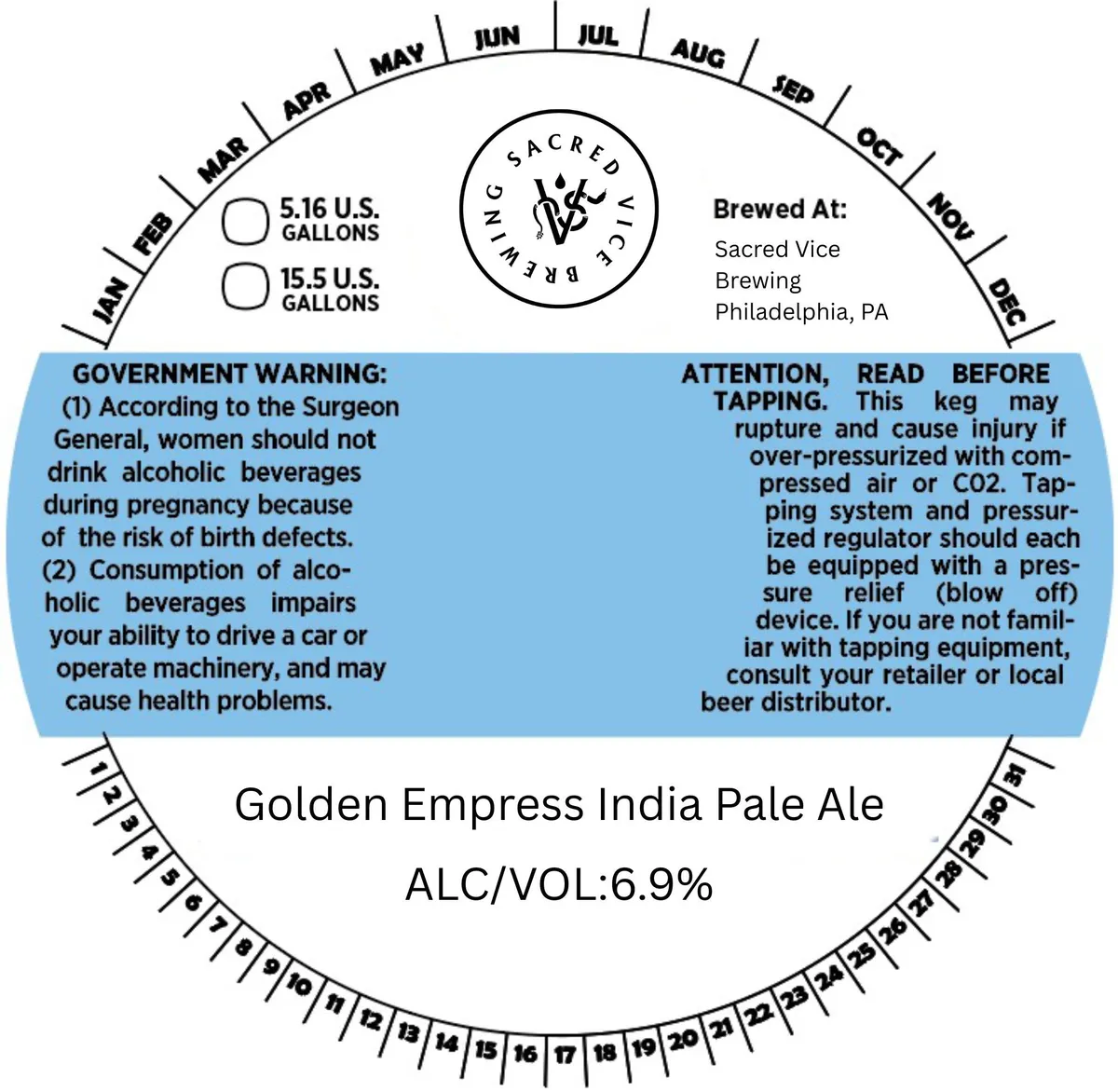 Golden Empress India Pale Ale — full label as filed with TTB