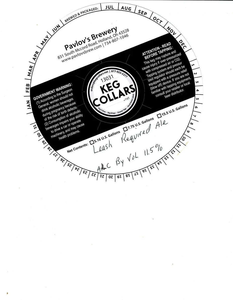 Leash Required Ale — full label as filed with TTB