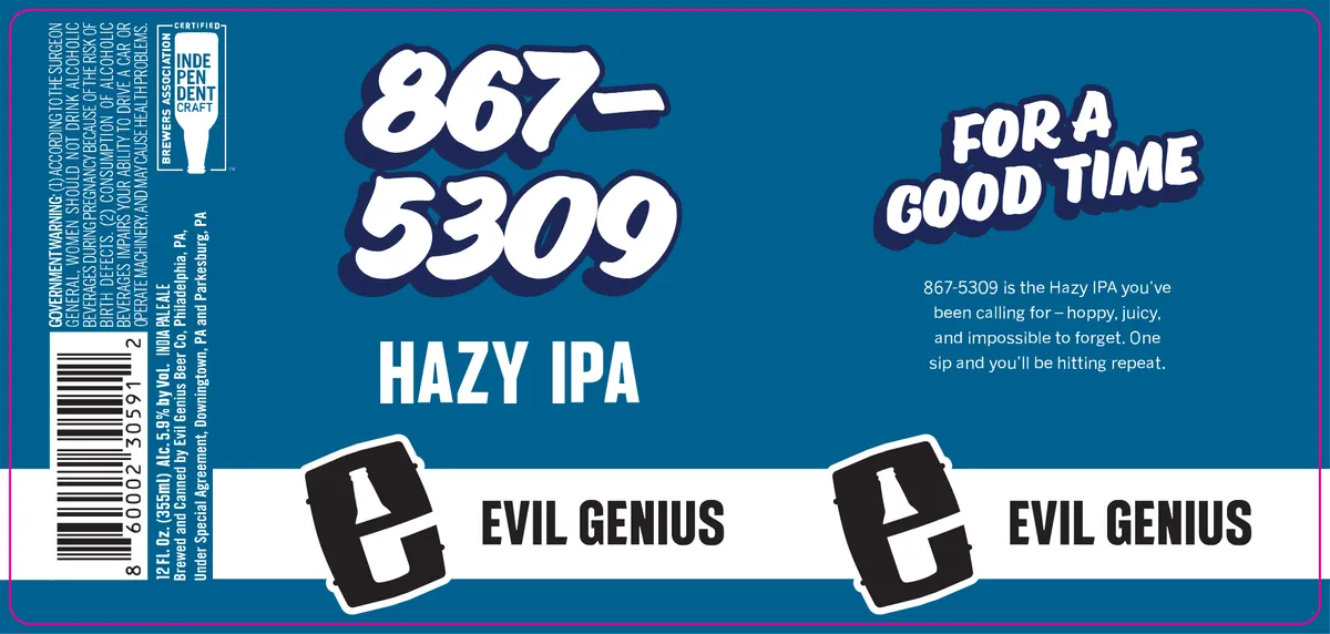 867-5309 — full label as filed with TTB