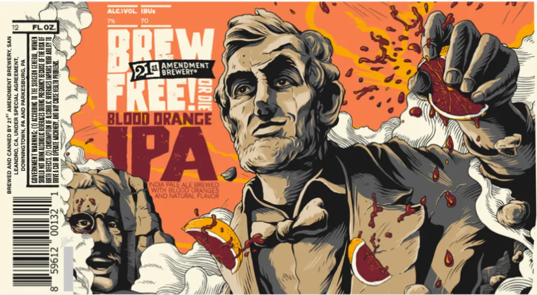 Brew Free! Or Die Blood Orange IPA — full label as filed with TTB
