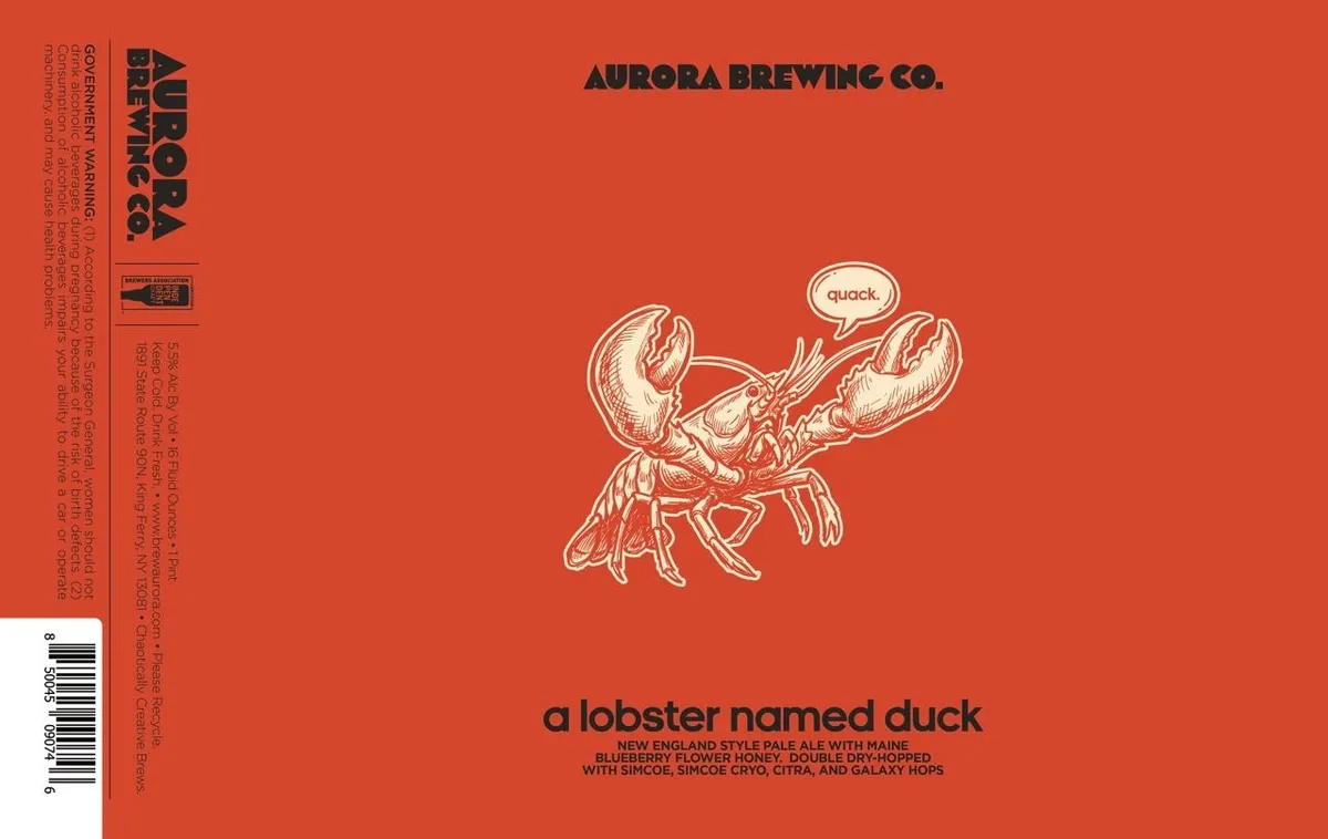 A Lobster Named Duck — full label as filed with TTB