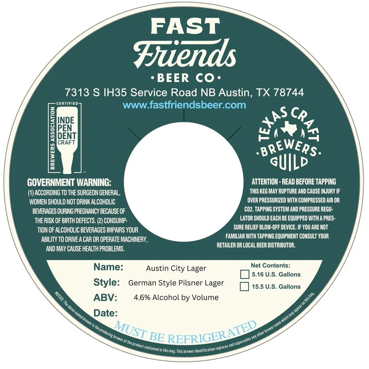 Austin City Lager label art — AUSTIN CITY LAGER