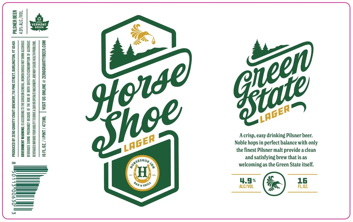 Horseshoe Lager label art — ZERO GRAVITY CRAFT BREWERY