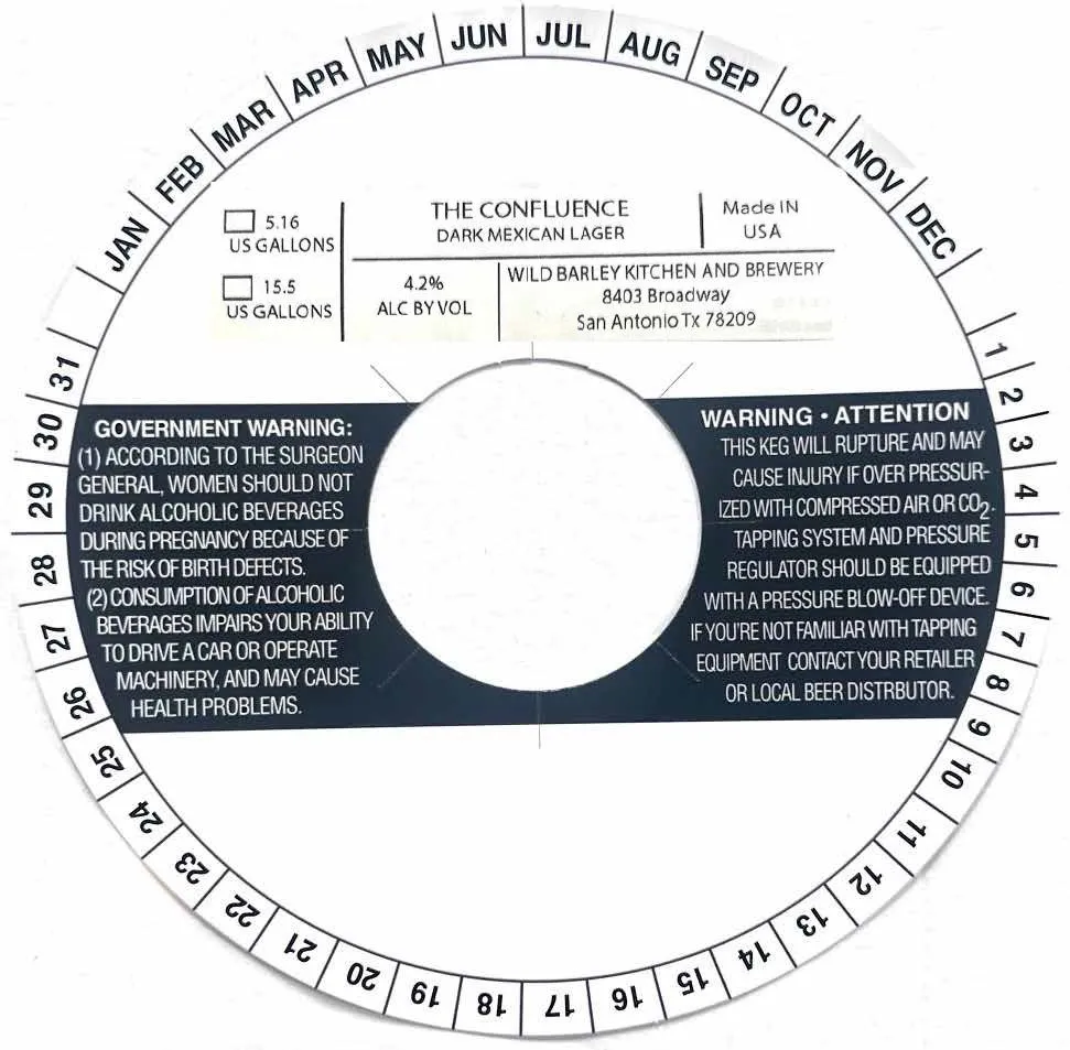 The Confluence — full label as filed with TTB