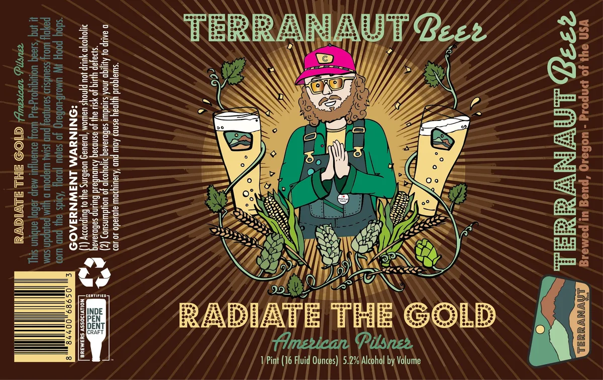 Radiate the Gold label art — TERRANAUT BEER
