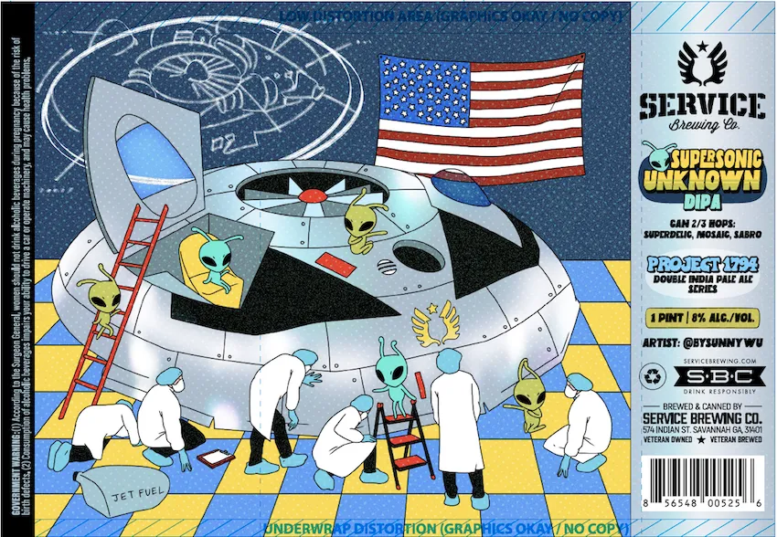 Supersonic Unknown label art — SERVICE BREWING CO.