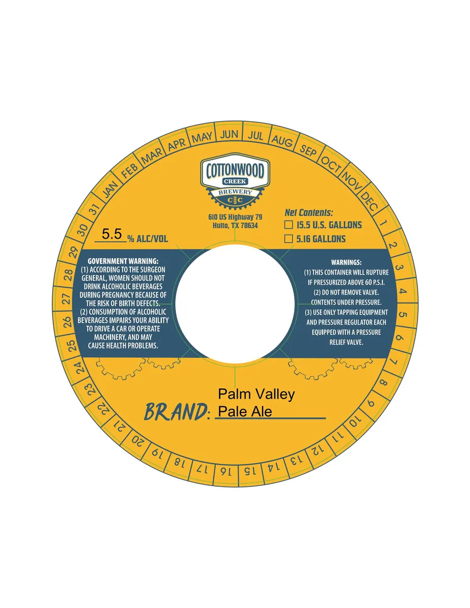 Palm Valley Pale Ale label art — PALM VALLEY