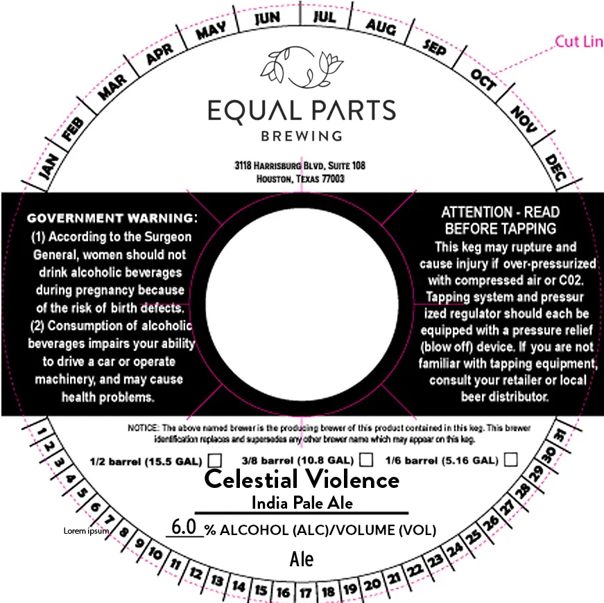Celestial Violence — full label as filed with TTB