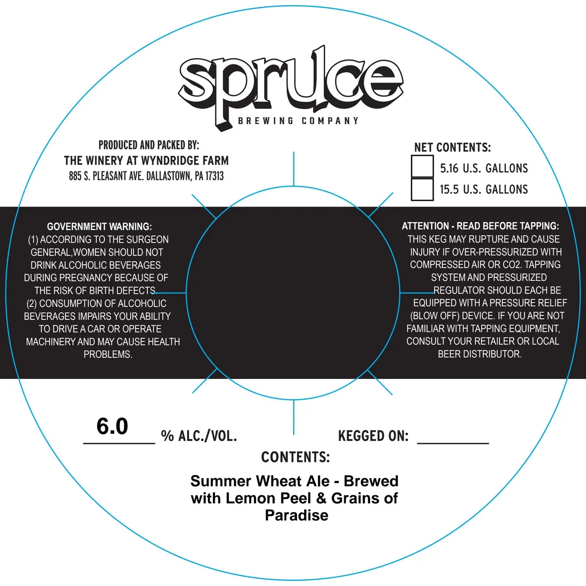 Summer Wheat Ale - Brewed with Lemon Peel & Grains of Paradise — full label as filed with TTB