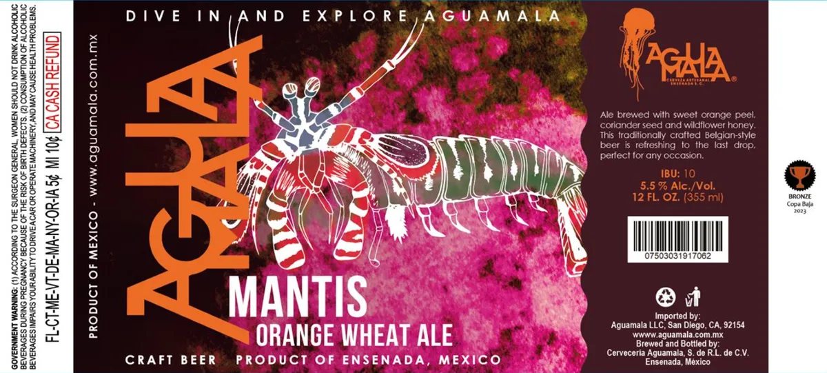 Mantis — full label as filed with TTB