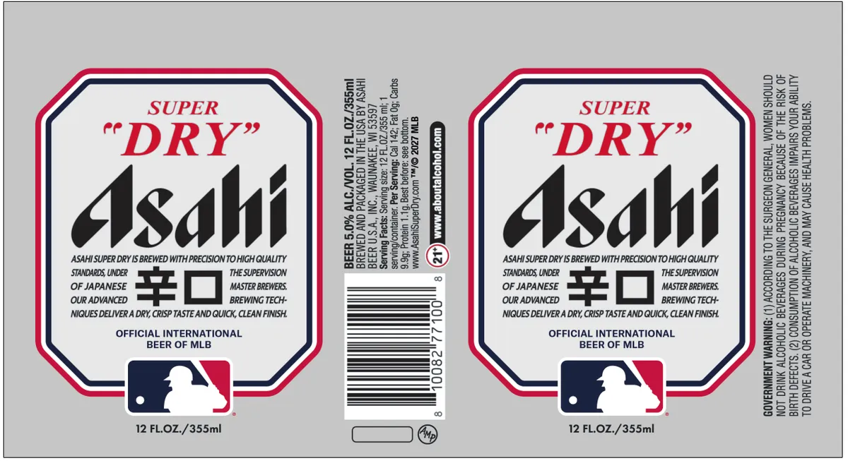 Asahi Super Dry — full label as filed with TTB