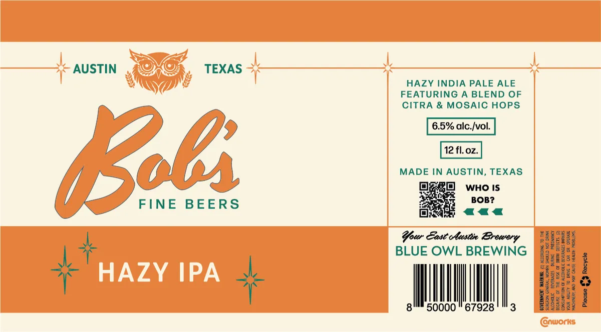 Bob's Hazy IPA — full label as filed with TTB
