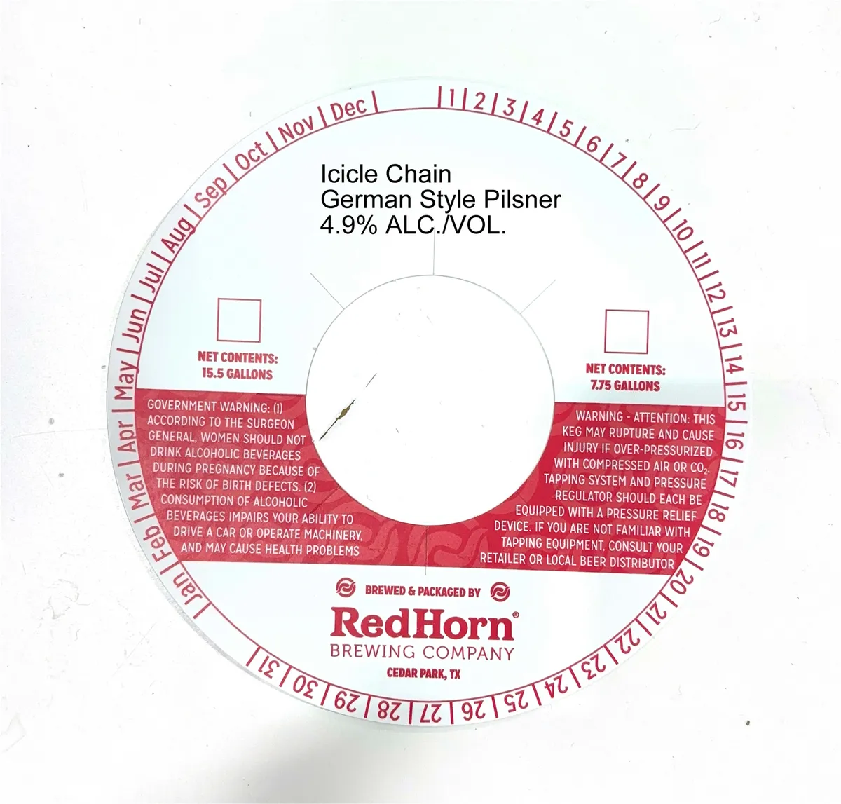 Icicle Chain German Style Pilsner — full label as filed with TTB