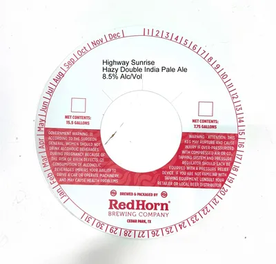 Highway Sunrise Hazy Double India Pale Ale label