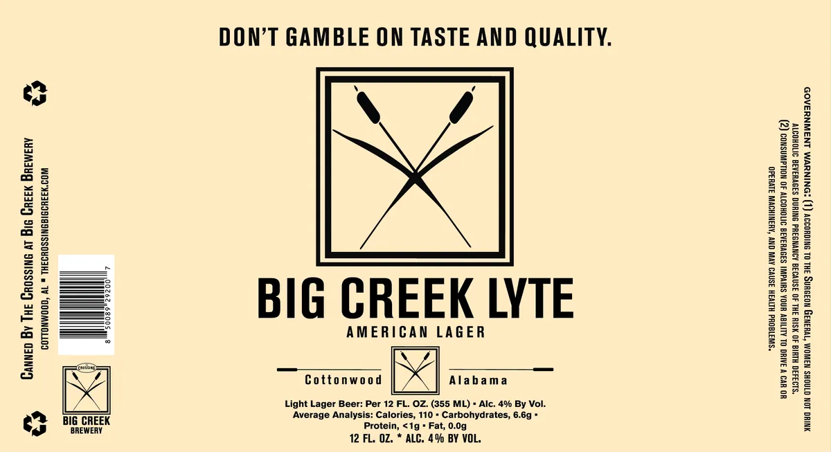 Big Creek Lyte — full label as filed with TTB