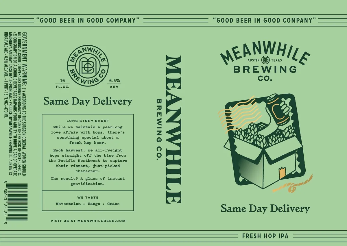 Same Day Delivery — full label as filed with TTB