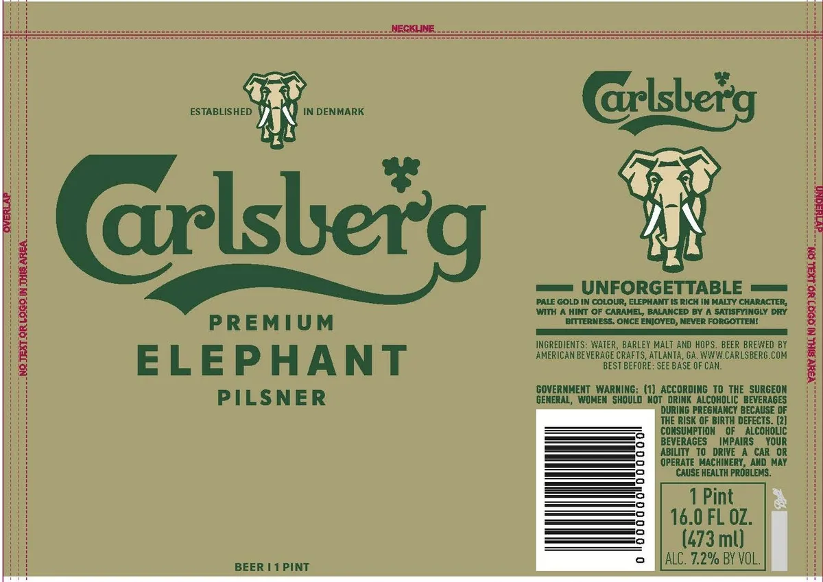 Elephant Pilsner — full label as filed with TTB
