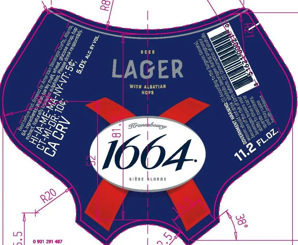 Kronenbourg 1664 — full label as filed with TTB