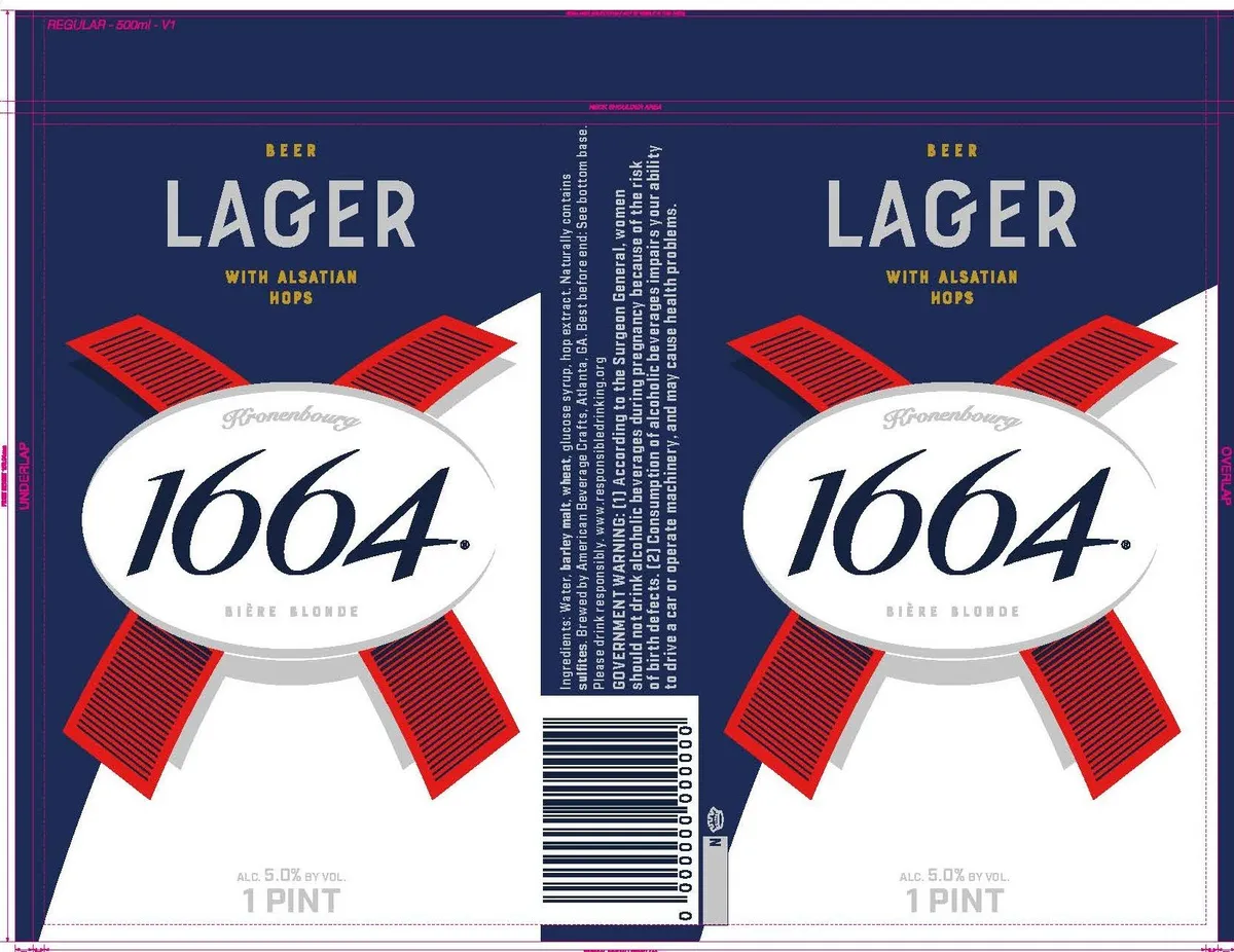 Kronenbourg 1664 — full label as filed with TTB