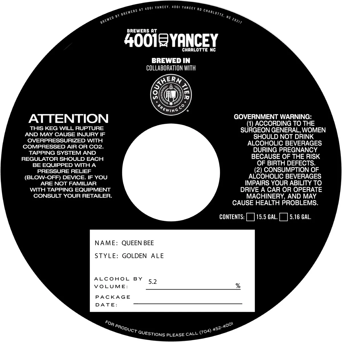 Queen Bee — full label as filed with TTB