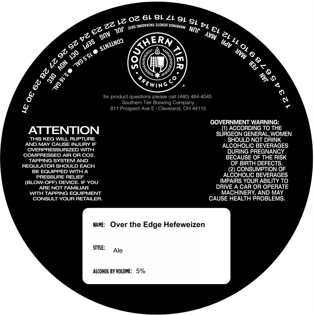 Over the Edge Hefeweizen — full label as filed with TTB