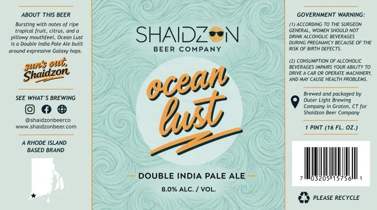 Ocean Lust — full label as filed with TTB