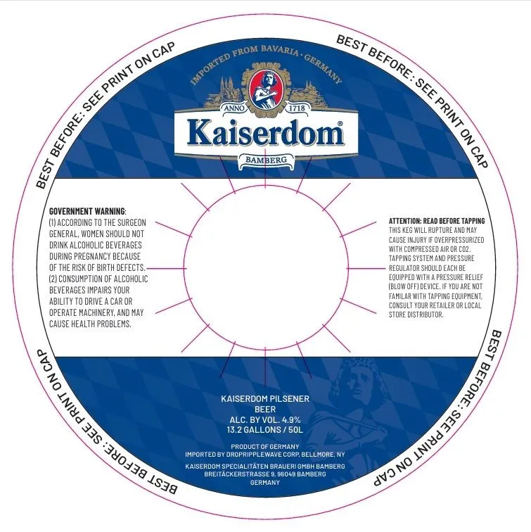 Kaiserdom Pilsener — full label as filed with TTB