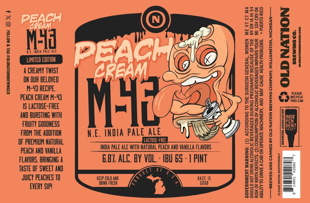 Peach Cream M-43 — full label as filed with TTB