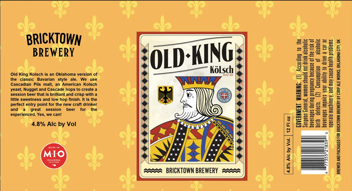 Old King Kolsch — full label as filed with TTB