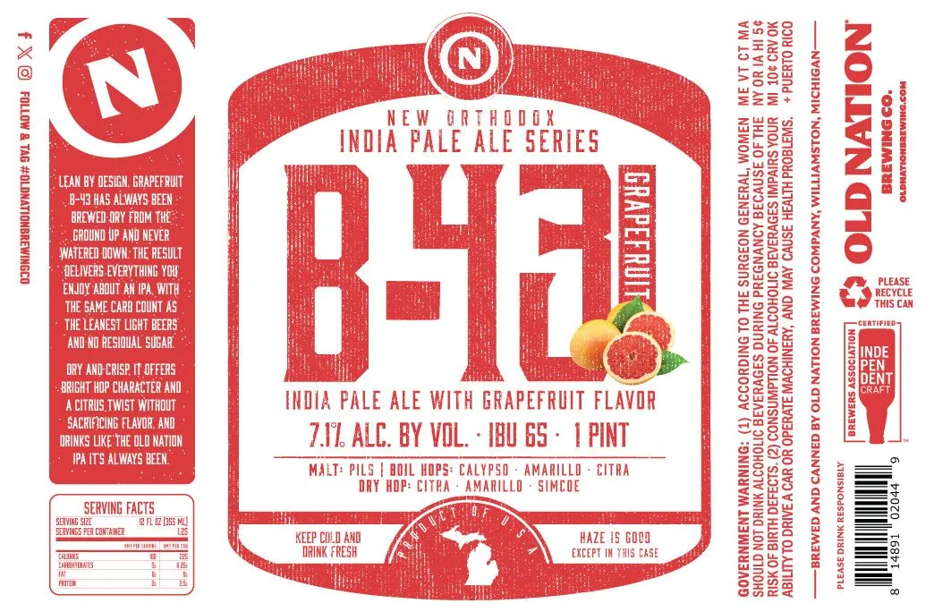 B-43 Grapefruit — full label as filed with TTB