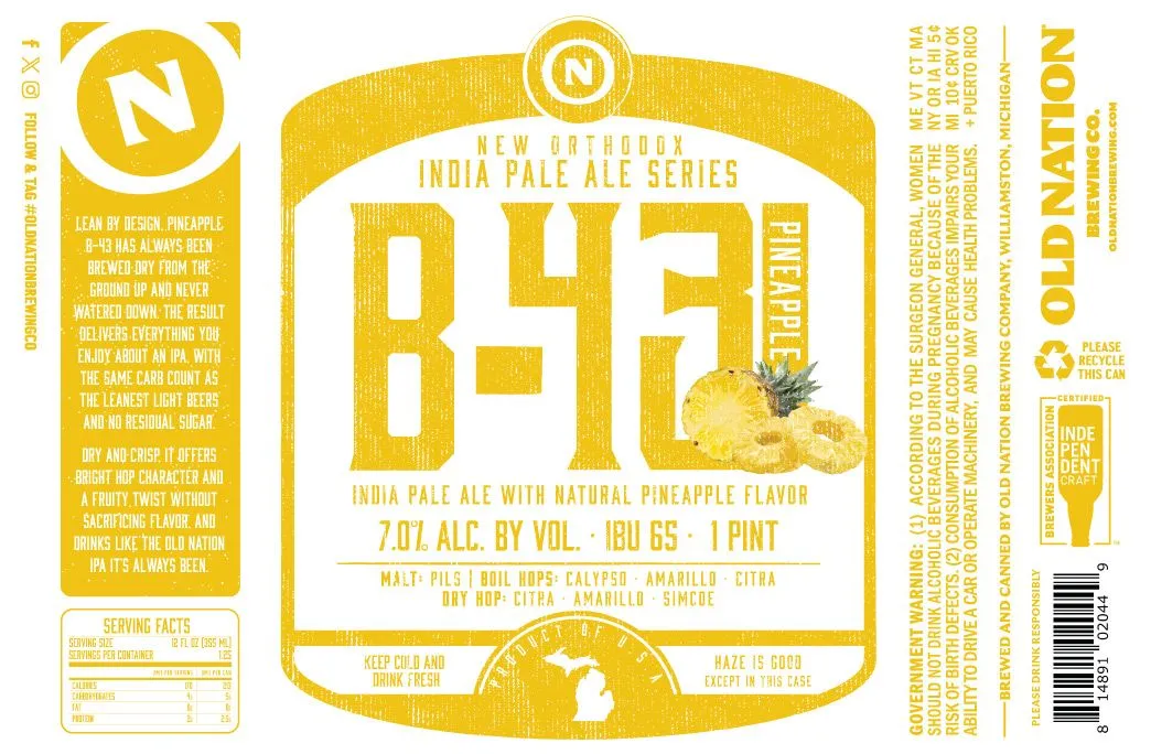 B-43 Pineapple — full label as filed with TTB
