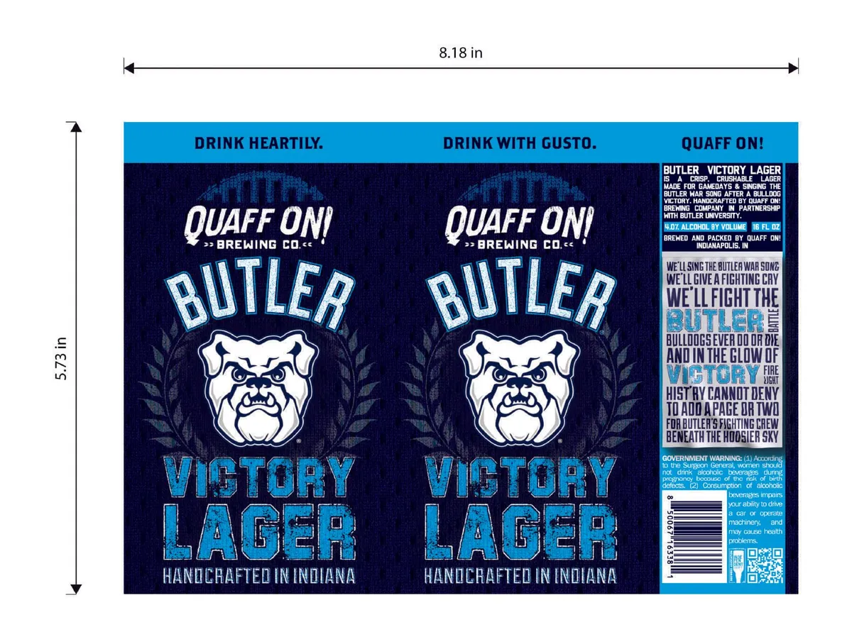 Butler Victory Lager — full label as filed with TTB