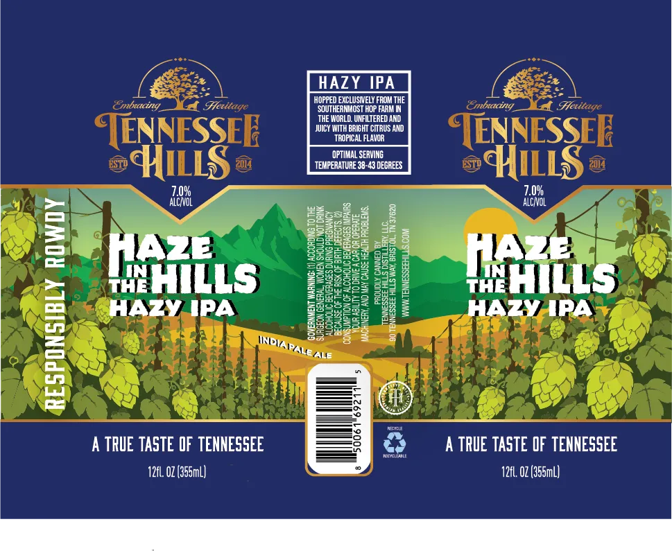 Haze in the Hills Hazy IPA — full label as filed with TTB