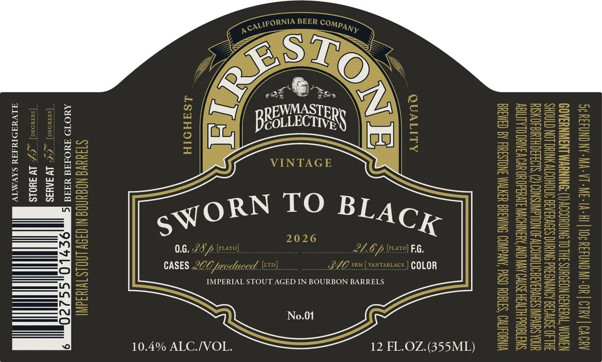 Sworn to Black — full label as filed with TTB