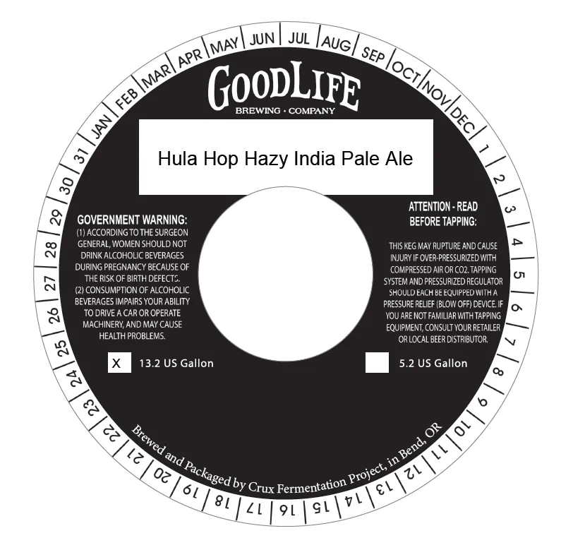 Hula Hop Hazy India Pale Ale — full label as filed with TTB