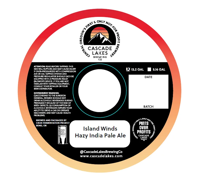 Island Winds Hazy India Pale Ale — full label as filed with TTB