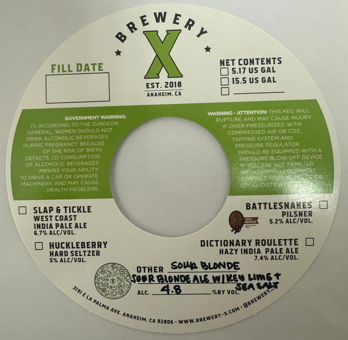 Sour Blonde With Key Lime And Sea Salt — full label as filed with TTB
