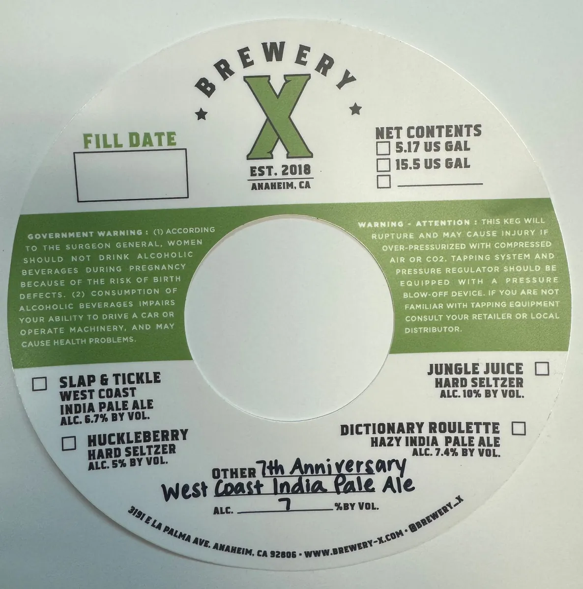 7th Anniversary — full label as filed with TTB