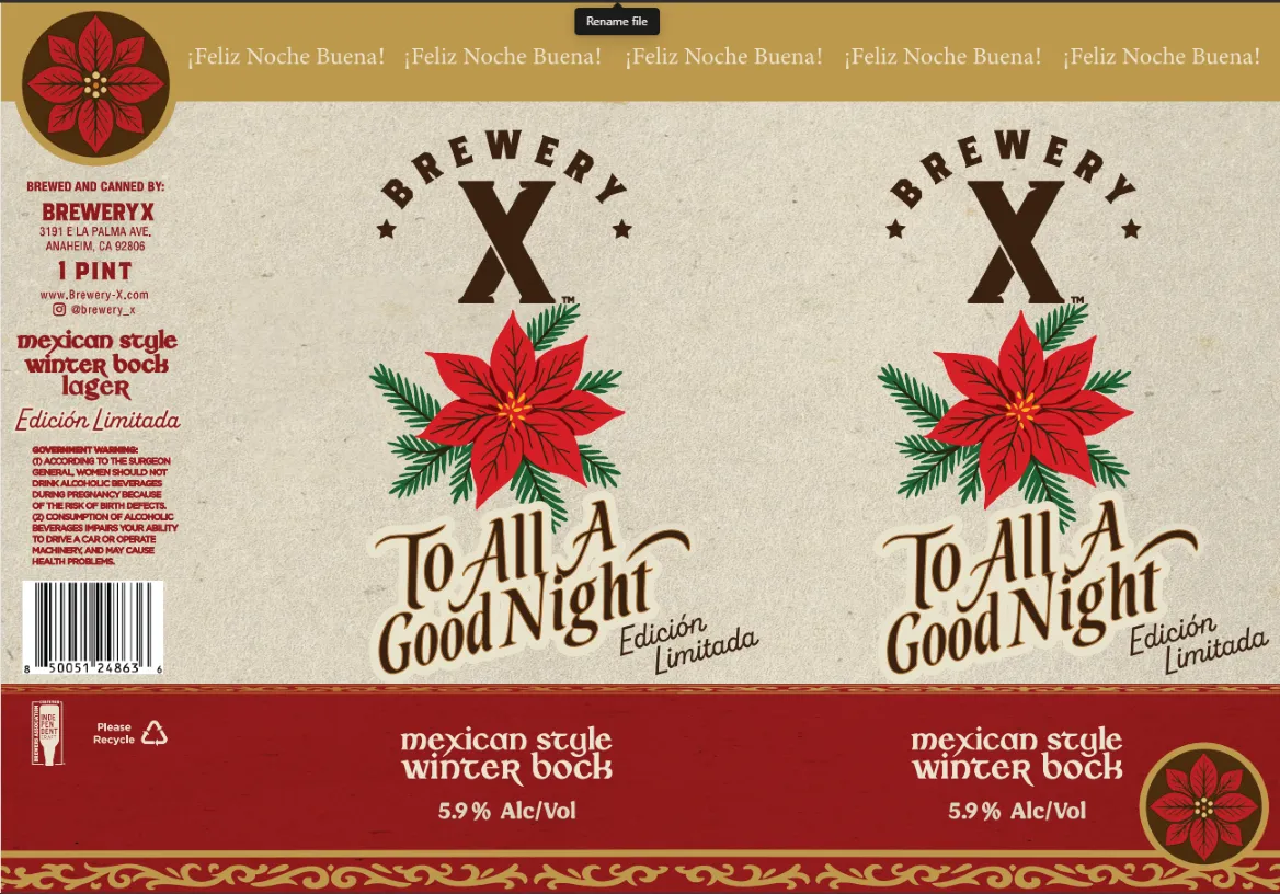 To All A Good Night — full label as filed with TTB