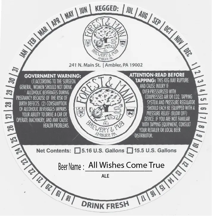 All Wishes Come True — full label as filed with TTB