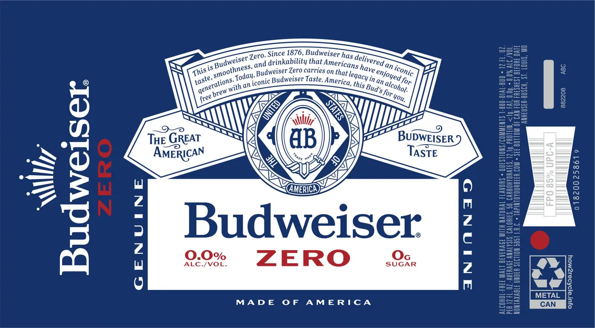 Budweiser Zero — full label as filed with TTB