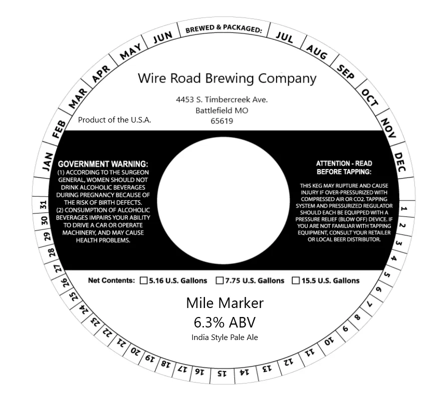 Mile Marker — full label as filed with TTB